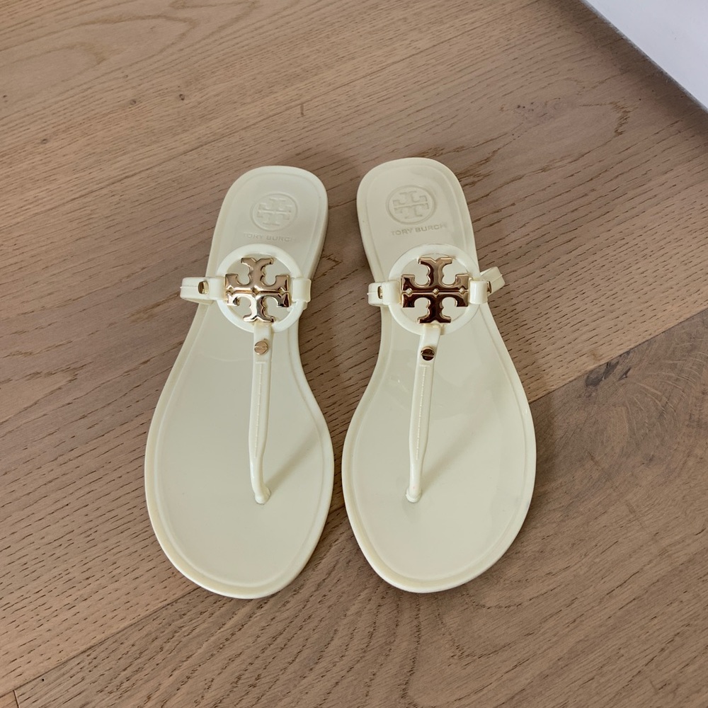Tory Burch Cream Mini Miller Jelly Sandals